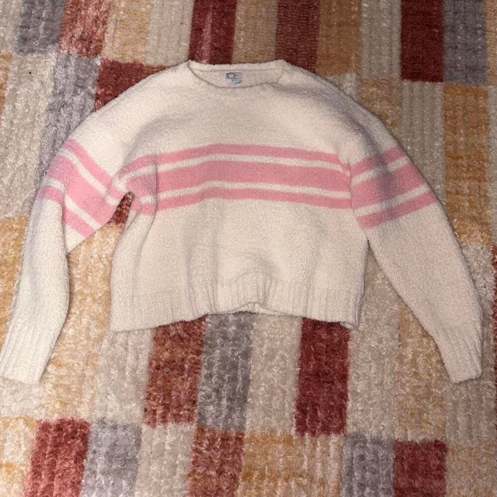 Aerie Women's Cream and Pink Jumper